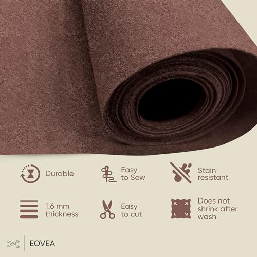 EOVEA - Acrylic Felt Fabric by The Yard - Soft and Durable 72" Wide & 1.6mm Thick Felt Sheets for DIY Crafts, Sewing, Upholstery, Cushion, Padding, Costumes(Brown, 1 Yard) - color: Brown, size: 1 Yard