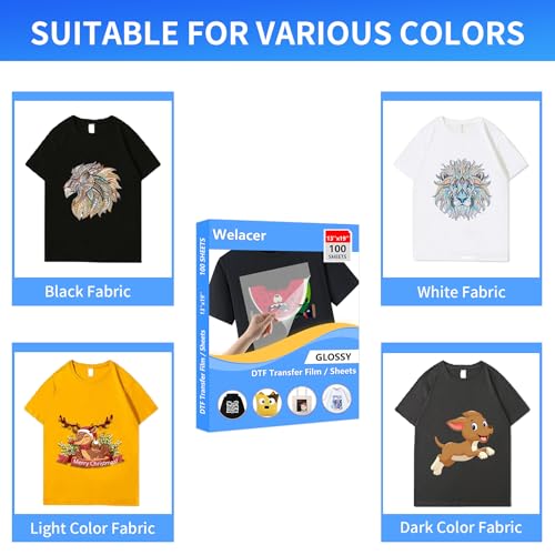13x19 Inch 5 Sheets DTF Transfer Film Pretreat Sheets, PET Heat Transfer Paper for Inkjet Printer Direct Print on T shirts Textile - size: 13"x19" 5 Sheets