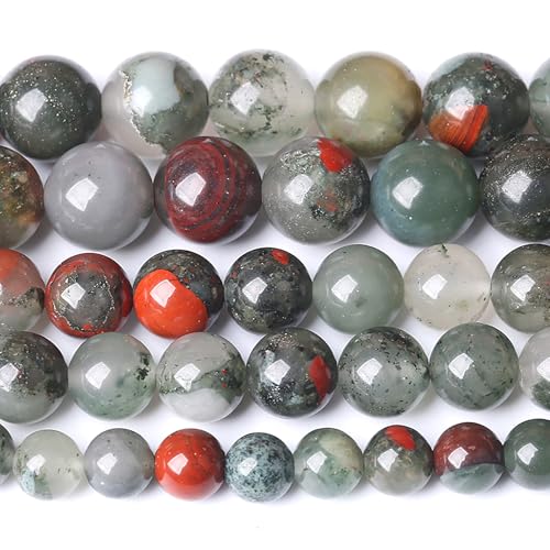 4MM Natural African Bloodstone Gemstone Round Beads Loose Spacer Stone Beads for Jewelry Making 180pcs 2 Strands 32" - color: African Bloodstone, size: 4mm