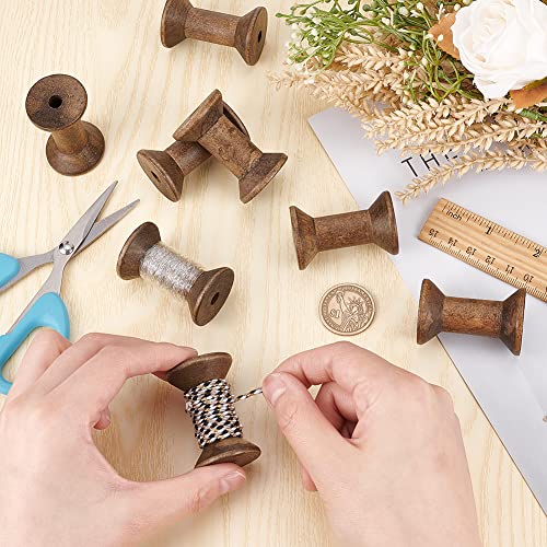 BENECREAT 16Pcs Antique Empty Thread Spools, 1.87"/ 50mm Wooden Empty Spools Wooden Ribbon Spools Bobbins for Wire Weaving Arts DIY Wood Projects - color: Wooden
