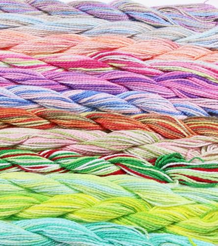 KCS 328 Yards Mercerized Pearl Cotton Crochet Needlepoint Thread,Size 5,12 skeins,Color Variegated - color: 12 Color variegated 01, size: 12 skeins