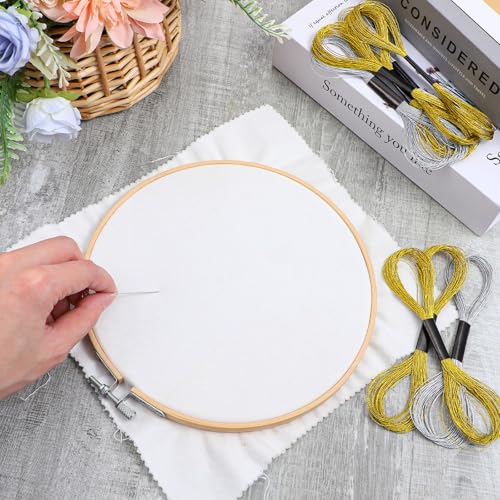 12 Skeins Metallic Embroidery Thread, Embroidery Floss Metallic Thread Glitter Threads String Cross-Stitch Threads for Sewing Making Yarn Hand Accessories(Gold+Silver)
