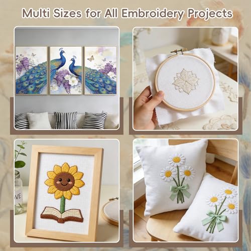 24Pcs Aida Cloth 14 Count, 6 Sizes White Cross Stitch Fabric for DIY Craft Embroidery (5.9 to 15.7 inch), Precut Aida Cloth Needlepoint Canvas for Embroidery Beginner, Needlework & Home Decor