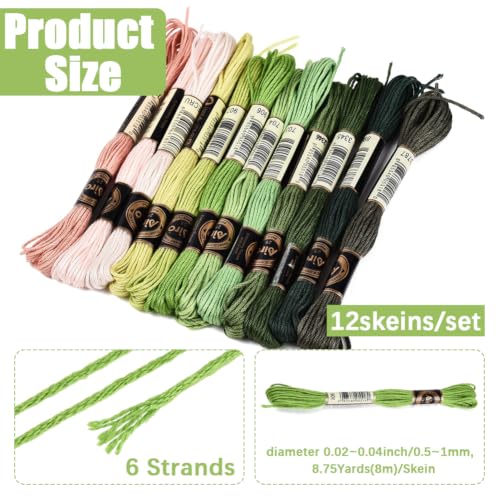 12 Skeins 105 Yards Green Friendship Bracelet String for Jewelry - color: Grass Color