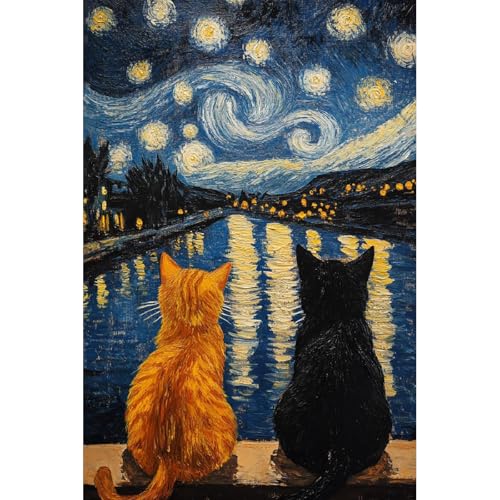 askkqtx Cat Stamped Cross Stitch Kits for Beginners Adults 12x16 Inch - color: XJ009