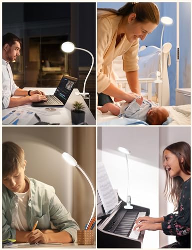 LiFMIRA Bed Lamp Clip on Light 8W 66 LED Reading Light for Bed White - color: White