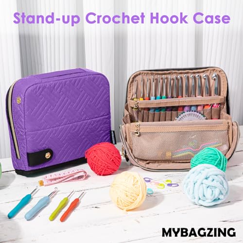 MYBAGZING Empty Crochet Hook Case, Stand-Up Crochet Hook Organizer - color: Purple, size: Case (Empty)