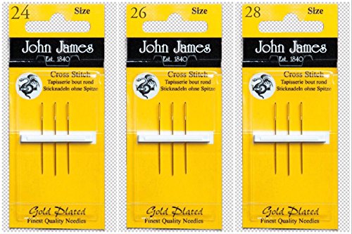 Gold Tapestry Needles, Bundle: Sizes 24, 26 & 28 (3 needles each pack)