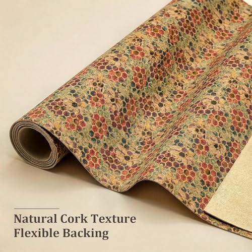 SorenCut Cork Fabric Roll 12 x 52 Inch – Colored Spots Print Cork Leather Fabric for Earrings, Bow Making, Bags, Wallets & DIY Sewing Projects – Vegan Leather Alternative Craft Sheet - color: Red Spots