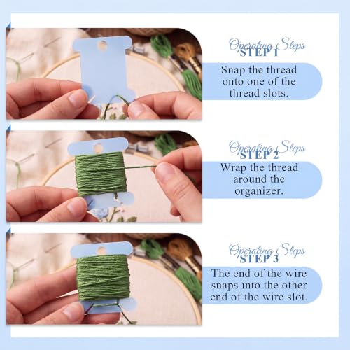 Tranqun 500 Pcs Plastic Embroidery Floss Bobbins, Thread Organizer,Blue - color: Blue