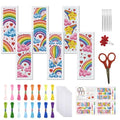 FREEBLOSS 6 Set Cross Stitch Bookmark Kit 11 CT Stamped Cross Stitch Kit DIY Embroidery Bookmark Kits for Adult Beginners with Instructions, Rainbow Pattern, 6 x 20 cm/8" x 2.4" - style: Rainbow Cloud