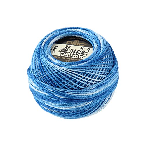 DMC Pearl Cotton Balls, Size 8, Variegated Cornflower Blue - color: Variegated Cornflower Blue, style: 8 Thread Count