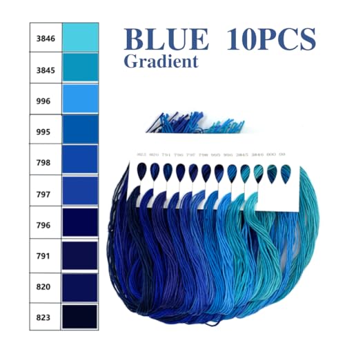 1 Pieces Cross StitchEmbroidery Floss,100% Eco-Cotton Cotton Premium Skeins, Ideal for Arts & Crafts (Blue Series 67893) - color: Blue Series 67893