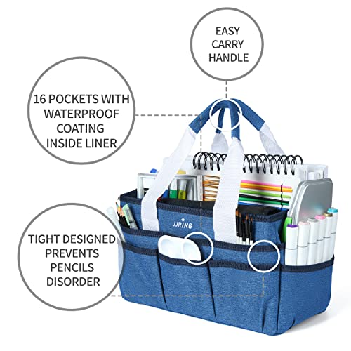 JJRING Craft Organizer Tote Bag Art Storage Caddy Blue - color: Blue, size: Small