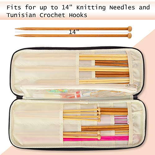 Teamoy Knitting Needles Case, Travel Organizer Storage Bag, Purple - color: Purple