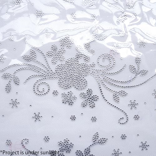 Floral Rhinestone Iron-On Patches, White, 3Pcs/1Sheet