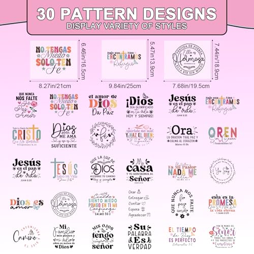 30 Pcs Bible Verse Dtf Transfers Ready to Press for T-Shirts - color: Spanish Bible Verse