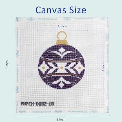 Howie's Needlepoint Bauble Needlepoint Kits for Adults & Beginners, 18 Mesh Printed Needlepoint Canvas, Stamped Patterns Canvas Starter Kits(Blue Bauble,4"x 4") - color: Blue Bauble