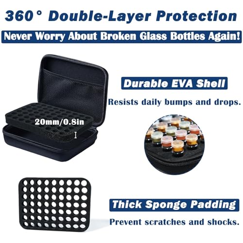Peptide Vial Case for Fridge Storage - 63 Slots Organizer Holds 1-3ml Vials for Insulin, GLP-1, Peptides,Hard Shell Travel Case with Hand Strap,Black (Black-63 Slots) - color: Black
