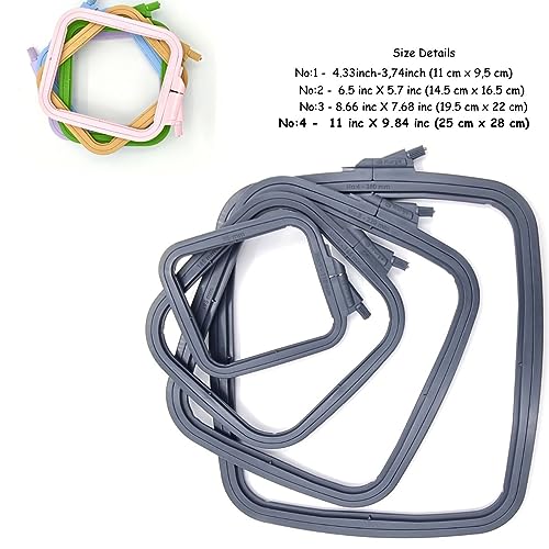 Nurge Square Embroidery Hoop - Plastic Cross Stitch Frame for Needlepoint & Embroidery - Adjustable Craft Hoop - Anthracite - No:4 (Large) - color: Anthracite, size: No:4 (Large)