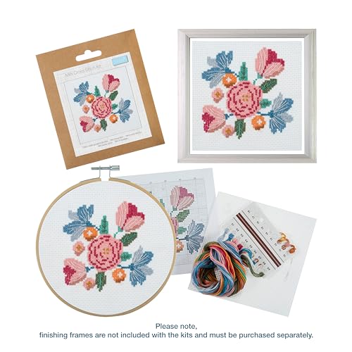 Trimits 3PK Cross Stitch Bundle – Counted Embroidery Kit, Beginner & All Level Starter Set, Complete with Instructions & Thread Children Wall Home DIY Décor – 13x13cm – Butterfly, Cat, Flowers - style: Butterfly, Cat, Flowers