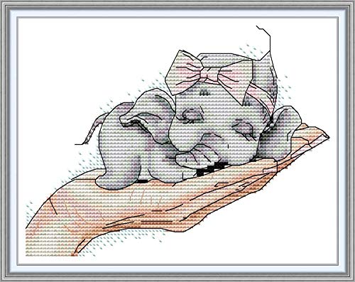 Abillyn Embroidery Cross Stitch Kits Super Cute Baby Elephant Stamped with Printed Pattern Starter Kit (Elephant) - color: Elephant