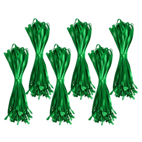 100 Pcs Christmas Ornament Ribbon Hangers, Thin Hand Tied Ornament Ribbon Loops - color: Green