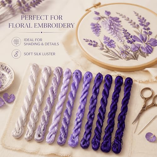 Natural 100% Silk Thread, Handmade Embroidery Thread Silk Floss 10 Colors 110m Each (83) - color: 83