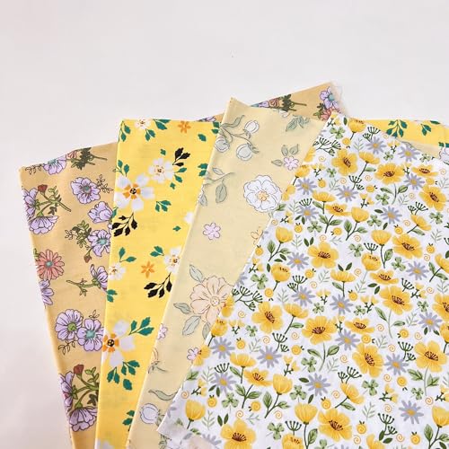 Cotton Fabric DIY Making Supplies Quilting Patchwork Fabric Fat Quarter Bundles DIY for Quilting Cotton Patchwork Cushions (20 x 20 inches, Flower Geometry Yellow) - size: 20 x 20 inches