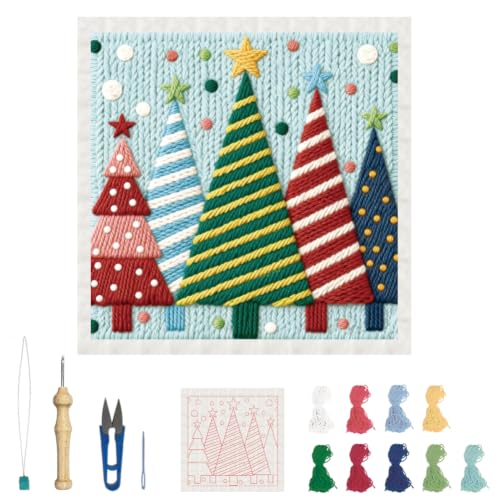 BEUNITONE Punch Needle Kit for Beginners Adults - Christmas Grove Design - color: 12-Christmas Grove