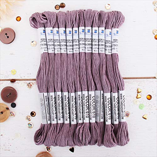 12 Skeins ThreadArt Cotton Embroidery Floss, Antique Violet - color: Antique Violet