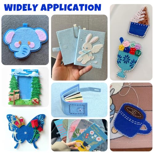 30Pcs Stiff Felt Sheets, 1mm Thick Felt Fabric Squares for Sewing & DIY - color: Blue Series