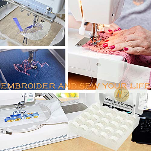 New brothread Tear Away Machine Embroidery Stabilizer Backing 10"x12" - 100 Precut Sheets & New brothread 25pcs White 70D/2 (60WT) Prewound Bobbin Thread Plastic Size A