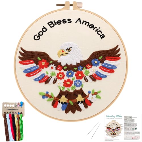 Nuberlic Embroidery Kits for Beginner Adults,God Bless - color: OWL