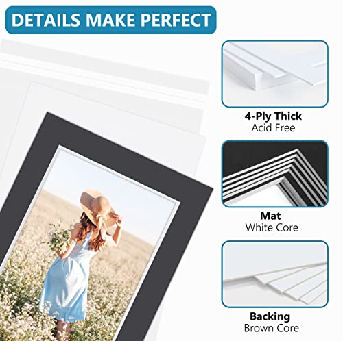Somime 10 Pack Black Picture Mat Set,16x20 Precut Mat for 11x14 Photos - size: black 10pc sets 16x20