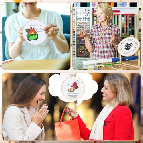 Daifunli 3 Sets Funny DIY Embroidery Kits for Beginners Adults - style: Classic