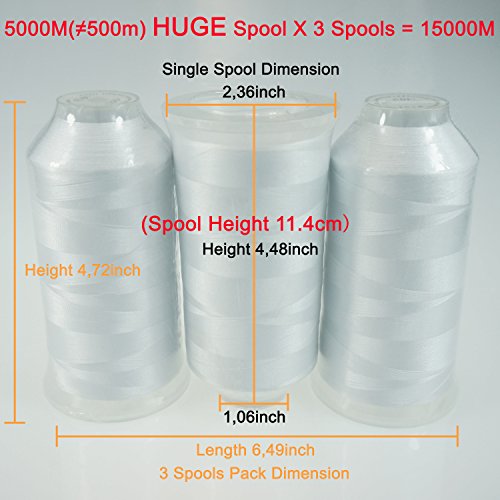 New brothread Huge Spools Embroidery Machine Thread -3xWhite - color: 3xWHITE
