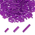 MECCANIXITY 2000pcs Glass Bugle Beads 4/6/9mm Long Tube Cylinder Beads - color: Dark Purple
