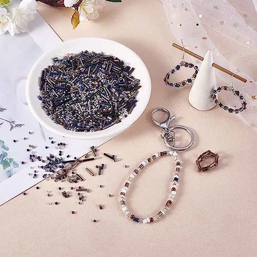 Ornaland Glass Bugle Beads Tiny Long Tube Seed Beads Bulk, Black, 30g - color: Black