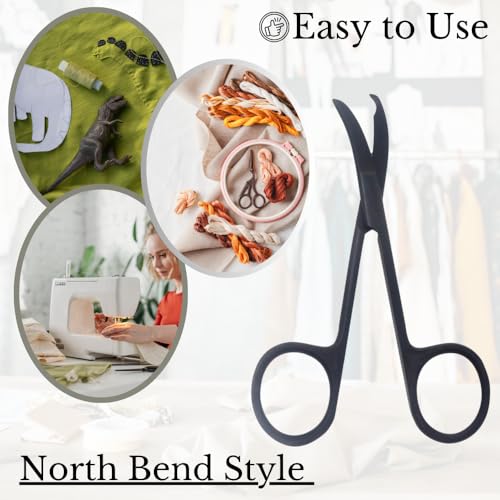 Small Scissors all Purpose, Sharp Mini Detail Craft Shears with Precision Angled One Hook Tip Design, Ideal for Thread Cutting, Sewing, Knitting, Embroidery, Stainless Steel Snips (Black - 3.5") - color: Black - 3.5"
