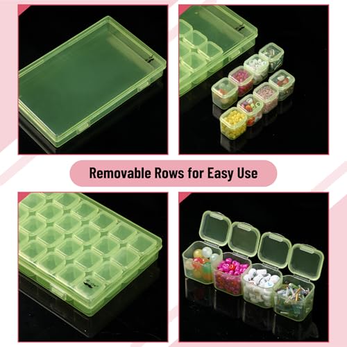 Mr. Pen- Bead Storage Containers, 28 Grids, 2 Pack, Transparent Green - color: Transparent Green, size: 2 Pack-56 Pcs(6.8"x4.4"x1")