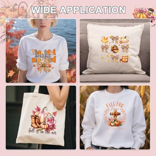 Fall Dtf Transfers Ready to Press - 20Pcs Falueqg Fall Bow Iron on Transfers for Tshirts, Pumpkin Bowknot Iron on Decals Patches, Hello Autumn Coquettee Bow Heat Stickers for DIY Clothes Bags Piilows - color: Fall661