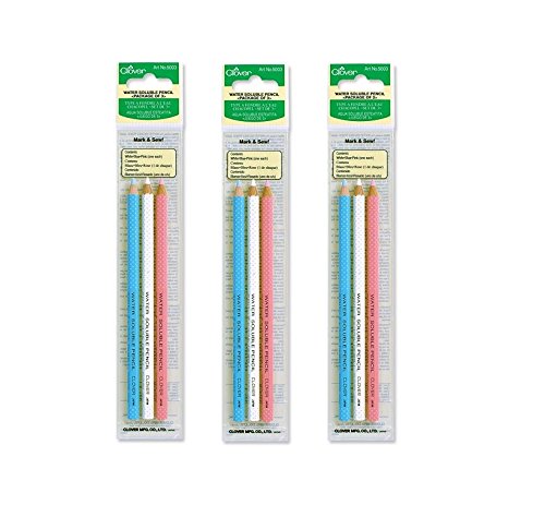 Clover Needlecrafts Water Soluble Pencil White Pink and Blue 3 Pack 5003 (3-Pack)