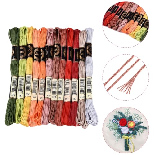 12 Skeins 105 Yards Multi Color Cross Stitch Thread for Bracelets - color: Autumn Leaves Color