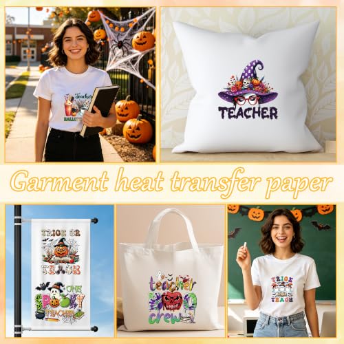 Halloween DTF Transfers Ready to Press, Iron on Decals for T-Shirts - color: Halloween Teacher