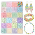24 Grid Rainbow Glass Seed Bugle Tube Beads Jewelry Making DIY Craft Kits - color: Rainbow, size: 24 Grid