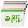 22 Pack Mesh Zipper Pouch Bags 10x14 inch - Plastic Zipper Pouches for Organizing - Document Bags With Zippers - Letter Size Zippered Pouch - Document Pouches With Zippers - size: 22 Pack 10x14