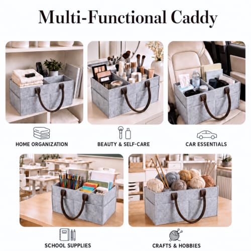 Felt Diaper Caddy Organizer, Nursery & Car Organizer - color: Grey