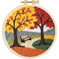 LACHLAND Punch Needle Kit for Beginners, Village Punch Embroidery DIY Craft Supplies with Hoop Yarn & Tool Handmade Wall Art Gift for Adults Teens Seniors Hobby - color: Park