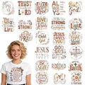 Dazoratix Christian Iron on Transfers - 24 Sheets Boho Bible Verse DTF Transfers Ready to Press Religious Heat Patches Retro Floral Faith Decals Vinyl Stickers for T Shirts Clothes Pillow DIY Crafts - style: Boho Christian